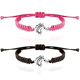 Wanmu Pferdeform Armbänder, 2 Stück Armband mit Verstellbarem Geflochtenem Seil Freundschaftsarmband für Teenager Erwachsene Mädchen Jungen