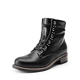 DREAM PAIRS Ankle Boots Damen Schnürboots Damen mit Dünnem Samtfutter, Rutschfester Sohle, Seitlichem Reißverschluss,Size 40,Schwarz,SDAB2429W-E