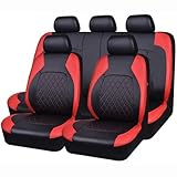 HXCVKXHI Komplettset PU Leder Autositzbezüge für KIA NIRO 2017-2022, Kratzfest und Verschleißfest Autositzschoner, Geteilte Auto Sitzschoner Autositzzubehör, B/Red
