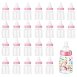 24pcs Mini Baby Flasche Süßigkeiten füllbarer klarer Süßigkeiten Box, Plastikbabyflaschen für Boy Girl Neugeborene Taufe Party Dekor Geschenk