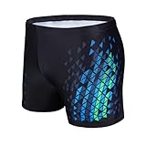 AMZSPORT Badehose Herren Kurz Schwimmhose Eng Wassersport Badeshorts mit Tunnelzug, Schwarzblau XL