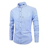 RUITOTP Trachtenhemd Herren Slim Fit Trachten Karohemd Langarm Trachtenhemden Einfarbig Kariertes Hemd mit Tasche Comfort Freizeithemd für Trachtenhemd Herren Kurzarm