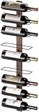 B4Life Weinregal Flaschenregal, Weinregal Wand für 9 Weinflaschen Weinregal Wand Holz, Metall Schwarz Weinregal Hängend Wandmontage Weinflaschenregale