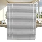 Aluminium Innen Fenster Jalousie Ohne Bohren, Blendschutz Horizontal Jalousien für Badezimmer Haus, 25 mm Sichtschutz jalousette 40 60 75 80 100 115 120 135 140 cm(Grau)