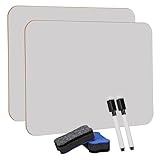 Hisredsun 2 Stück Small Dry Erase White Board, 21 x 29.7 cm Doppelseitiges Mini Whiteboard mit 2 Stiften und 2 Radiergummis, Langlebige tragbare Whiteboards für Klassenzimmer, Zuhause und Büro