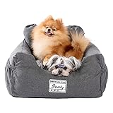 Amazon Brand-Umi Hundeautositz mit stabil Sicherheitsgurt Weich Hunde Sitzerhöhung Wasserdichter Rutschfester Hundetransportträger für kleine bis mittelgroße Hunde Grau