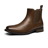 Bruno Marc Herren Stiefel Chelsea Boots Stiefeletten Komfort Schuhe,Size 43,Braun-Pu,BMUMAB2402