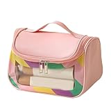 Cosmetics Travel Bag, Waterproof Clear Organizer, Colorful Makeup Case with Zipper Closure, Visible Travel Pouch for Toiletries, Necessaries, Women, Men 22x14x16cm