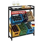 STEELSØN Astris Getränkekistenregal mit Ablage – stabiles & platzsparendes Getränkeregal für 6 Kisten – Kistenregal Schwarz Metall – Kastenständer für Getränkekisten & Obst – Bierkisten Regal