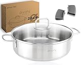DIVORY Edelstahl Schmorpfanne 28cm PURA Induktion, Servierpfanne mit Deckel 4,6l – unbeschichteter Kochtopf backofenfest, Schmortopf hoher Rand, Spülmaschinengeeignet