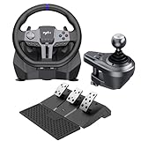 PXN V9 Gen2 PC Lenkrad mit Pedalen und Shifter, 270/900 Grad Drehung Racing Wheel, Magnetic Encoder Rennlenkrad, Hall Effect Sensor Pedalen, Lenkrad für PC, PS4, Xbox One, Xbox Series X|S