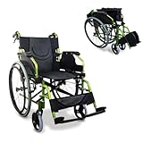 Mobiclinic®, Rollstuhl, Bolonia, Aluminium, Faltbar und leicht, Klappbare geteilte rückenlehne, Abnehmbare fußstütze, Armlehnen, Für erwachsene, Grün