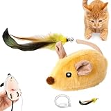 Ukisisi Pfotenmond Magie Maus,Magic Maus Katze,Katzenspielzeug Elektrisch Spielmaus Mit Federschwanz Katzenspielzeug Maus Elektrisch Mit LED Licht Interaktive Spielzeug Maus Für Katze Hunde