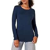 Amazon Essentials Damen Langärmeliges T-Shirt mit Rundhalsausschnitt in klassischer Passform (erhältlich in Übergröße), Marineblau, XX-Large