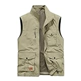 XBlave Herren Anglerweste Outdoor Weste mit Vielen Taschen Fischerweste Schnelltrocknend Sommerweste Basic Mode Leicht Fotoweste Safariweste