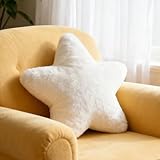 Kissen Stern Plüschkissen - Kuschelkissen Kinder Sternkissen Weiche Flauschige Sternenkissen Kissen Zierkissen Sofakissen Kinderzimmer Sternform Dekokissen für Mädchen & Jungen Weiß, 30x30cm