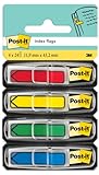 Post-it Index Pfeile, Gelb, Rot, Blau, Grün – 4 Spender mit je 24 Haftstreifen (11,9 mm x 43,2 mm) – Zum Markieren von Dokumenten und wichtigen Informationen