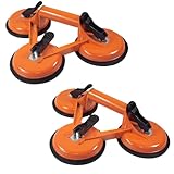 2er Set Vakuum Augnapf Glasplatte, 3-Fach Saugheber Fliesen Terrassenplatten 150 kg, Flassauger Saugheber Glasheber, Suction Cup, Vakuumheber, Saugheber Glas, Plattenheber Vakuum