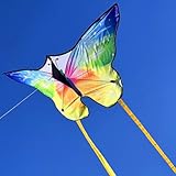 Schmetterling Drachen Butterfly Kites,Kinder-Drachen,Einleiner Flugdrachen für Kinder ab 3 und Erwachsene,140 x75cm Einleiner-Drachen mit 100m Drachenschnur und 8x75cm Langen Buntem Schwänzen