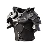 F Fityle Brustpanzer, Schulterpanzer, Körperpanzer, PU-, Krieger-Brustpanzer, Steampunk-Retro-Stil, Vintage-Cosplay-Zubehör, mittelalterlicher Brustpanzer, Schwarz