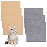 6 Stücke Selbstklebende Kratzmatte für Katzen – 30x30cm Kratzschutz für Sofa, Wand und Möbel, Anpassbarer Kratzteppich in Khaki/dunkelgrau, DIY Kratzbrett mit Anti-Kratz-Design