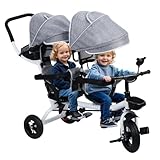 Doppel-Kinderwagen Tandem-Dreirad, Doppel-Kinderwagen, Doppel-Kinderwagen mit Doppelsitz und Baldachin, Kinderwagen für 2–8 Jahre alte Kinder