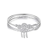 CCXXYGWJ Damenarmband 925 Sterling Silber Quaste Feder Bettelarmband Armband für eleganten Partyschmuck für Frauen