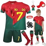 Fussball Trikot Kinder Set, Heimtrikots/Auswärtstrikots Trikot Jungen, Fußball T-Shirt Shorts, Football socken, Schienbeinschoner, Fußbälle Jersey Schlüsselanhänger, Bracelet und Bandage