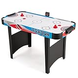 HOMASIS Airhockey Tisch, Air Hockey Spieltisch mit elektronischem LED-Punktezähler & 12V-Motor, Tischhockey inkl. 2 Pucks & 2 Schiebern, Airhockeytisch Lufthockey Speedhockey für Kinder & Erwachsene