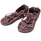 SOLNIT Römersandalen Schnürsandalen Mittelalter bundschuhe leder Sandalen Wikinger Schuhe damen sommer Hippie Strand unisex urlaub (dunkelbraun, EU-40)
