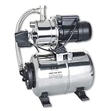 T.I.P. Hauswasserwerk HWW 4500 INOX, Edelstahl, 4 350 l/h, max. 50 m Förderhöhe, 5 bar Druck, 22 l Tank, 1 200 W Leistung, Manometer, robust, zuverlässig & korrosionsfrei, Thermo-Überlastschutz