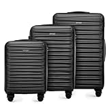 WITTCHEN Skyspeed Line Reisekoffer 3er Koffer-Set Rollkoffer Trolley Handgepäck Reisekofferset ABS Hartschalenkoffer Kombinationsschloss Teleskopgriff 4 Rollen Schwarz