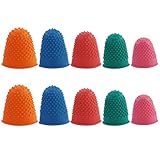 10 Stücke Gummi Finger Tip Pads Griffe für Geld Zählen Sortieren Schreiben Sortieren Aufgabe Heißkleber und Sportspiele Dicker wiederverwendbarer Schutz Verschiedene Größen Blau Orange Grün Rot Rosa