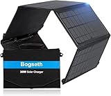 Bogseth 30W Solarpanel Faltbar 2 USB Anschluss Wasserdichtes Tragbares Solarladegerät für Handy,PD18W QC3.0 USB C Solar Panel Outdoor, Camping Charger für iPhone Smartphone Tablets usw