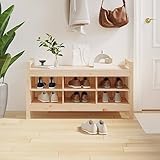 Hovothy Flurbank 110x40x60 cm Sitzbank Eingangsbereich Sitzbank Moderne Schuhtruhe Eingangbank Flurmöbel Wohnzimmermöbel Schuhschrank Sitztruhe Truhenbank Massives Kiefernholz Braun
