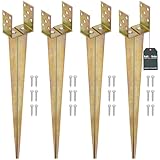 KOTARBAU® 4er Set Einschlaghülse U-Pfostenträger 0-125 mm Breitenverstellbar zum Einschlagen Verzinkt Stahl Bodenanker für Holzpfosten Bodenhülse für Holzpfosten Bodenanker Erdanker Pfostenhalter