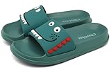 ChayChax Kinder Pantoletten Sommer Hausschuhe Leicht Badeschuhe Badepantolette Offener Zeh Strand Sandalen Bequeme Badeschlappen,Grün B,24/25 EU=Hersteller 25