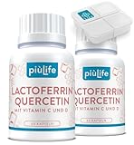 Lactoferrin 200 mg + Quercetin 200 mg + Vitamin C & D – Synergetische Formel für tägliches Wohlbefinden und natürliche Balance – 120 pflanzliche Kapseln