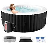 Obqer Hot Tub Aufblasbar für 4 Personen, 2400W In/Outdoor SPA Pool Winterfest Mit 120 LuftdüSen, Frostschutz, 799 Liter, Auslaufsichere, Energiesparend, Auto Aufblasen, Bubble Spa & Wellness Massage