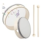 2 Stück Trommel Kinder (6 Zoll & 8 Zoll), Kindertrommel, Tamburin Kinder Trommel, Drum, Handtrommel für Kinders, Tambourine, Handtrommel für Erwachsene, Trommeln Bringen Sie Zwei TrommelstöCke mit