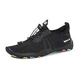 Strandschuhe Damen Herren Wasserschuhe Badeschuhe Unisex Atmungsaktiv Leicht Barfußschuhe rutschfeste für Schwimmen Tauchen(80S Schwarz, 39EU)