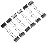 Wedo 6421419 Foldback Klammern, lackiertes Metall abnehmbare Bügel, starke Feder, 19 mm, 12 Stück, schwarz/silber