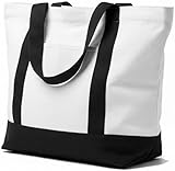 ELES VIDA® Baumwolltasche 50x40x16 cm PREMIUM - Weiß - OEKO-TEX® zertifiziert - Handtasche, hochwertige Stofftasche, Tragetasche, Baumwollbeutel, Einkaufstasche, Jutebeutel, Stoffbeutel
