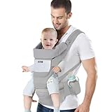 IULONEE Neugeborene Babytrage, Ergonomisch Babytrage mit Hüftsitz Multifunktional Kindertrage Dorsal und Ventral Babyrückentragen für Kleinkinder 3 Monate bis 3 Jahre (3-20kg) Grau