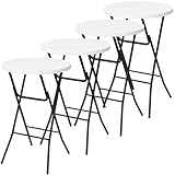 Brixy 4 stabile Stehtische - Partytisch - Robust und witterungsbeständig - klappbar - 80cm x 110cm - Party - Weiß/Grau