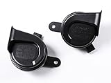 Signalhorn Fanfare Hupe Horn Tiefton 110db 12V Mega Laut Original Stecker 2polig +/- Durchmesser: 80 mm 1199500500 + 1199500600 Referenznummer 1K0 951 221A