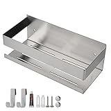 EXLECO Duschablage Ohne Bohren Duschregal Wand Edelstahl Badregal mit 2 beweglichen Haken Duschkorb Selbstklebende Badezimmer Regal Badezimmer Aufbewahrung für Shampoo und Duschgel 23CM Gebürstet
