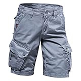 Shorts für Herren, Arbeit, Sommer, lässig, kurze Hose, weich, Cargo-Shorts, mehrere Taschen, modische Bermudashorts, bequeme Shorts, leicht, Sportbekleidung, atmungsaktiv, Berg, Strand, grau, 28