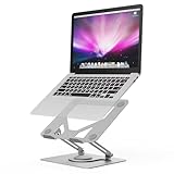 GRIFEMA Laptop Ständer Höhenverstellbar und Faltbar, 360° Drehbare Basis, Stabil, Belüftet und Ergonomisch, Max. Tragkraft 6 kg, Kompatibel mit MacBook Air/Pro, Dell, Laptops 11–17 Zoll, Silber
