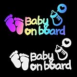 2 Stück Baby Auto Aufkleber, Baby on Board Aufkleber, Baby in Auto Aufkleber Zeichen und Aufkleber, Abnehmbare Sicherheit Aufkleber Anschlagtafel,Niedlichen Baby Fenster Auto Aufkleber,an Bord